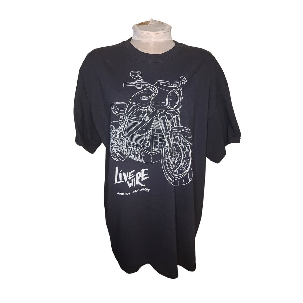 Harley Davidson T-Shirt XL Live Wire Motorcycle Graphic Black &‎ White